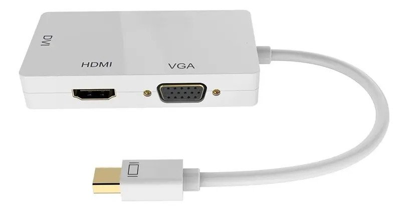 Cable Adaptador Pescell Minidp A Hdmi Vga Dvi 20cm Negro Blanco - Imagen 3