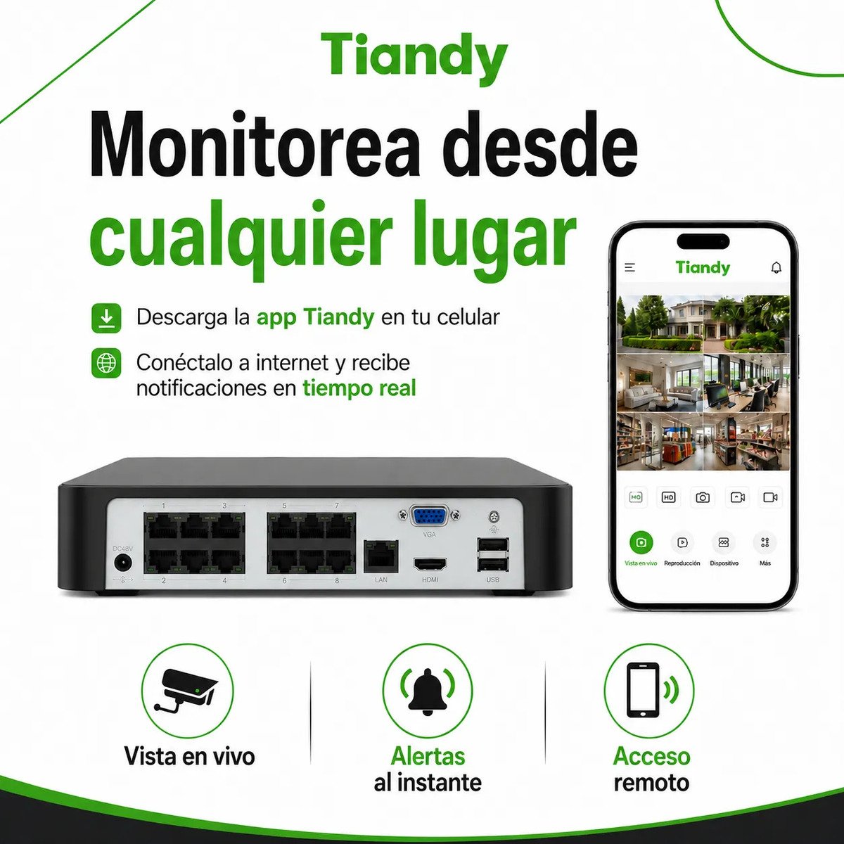 Nvr Tiandy Tc-r3108 8 Canales Poe 8tb Grabadora Cctv - Imagen 6
