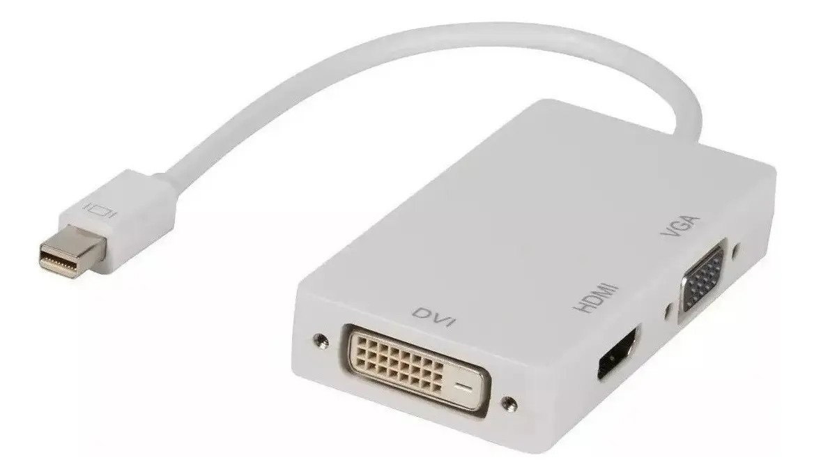 Cable Adaptador Pescell Minidp A Hdmi Vga Dvi 20cm Negro Blanco