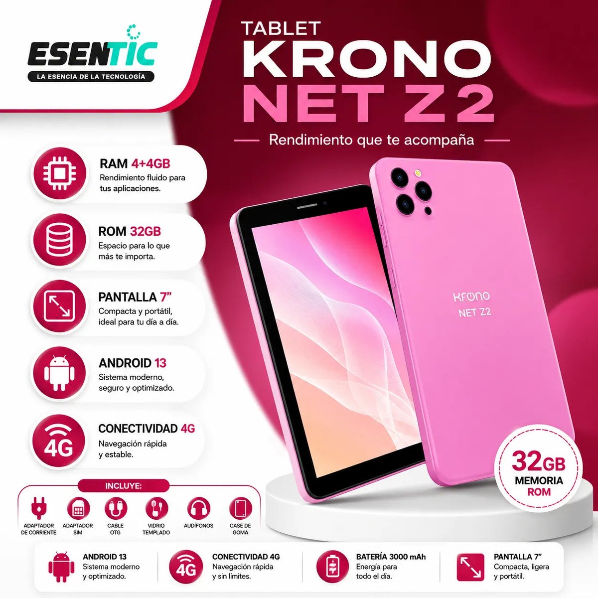 Tablet Krono Net Z2 7 4g Lte 8gb Ram - Imagen 4