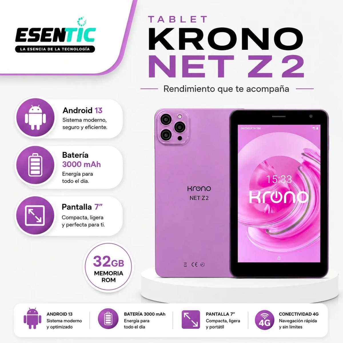 Tablet Krono Net Z2 7 4g Lte 8gb Ram - Imagen 2