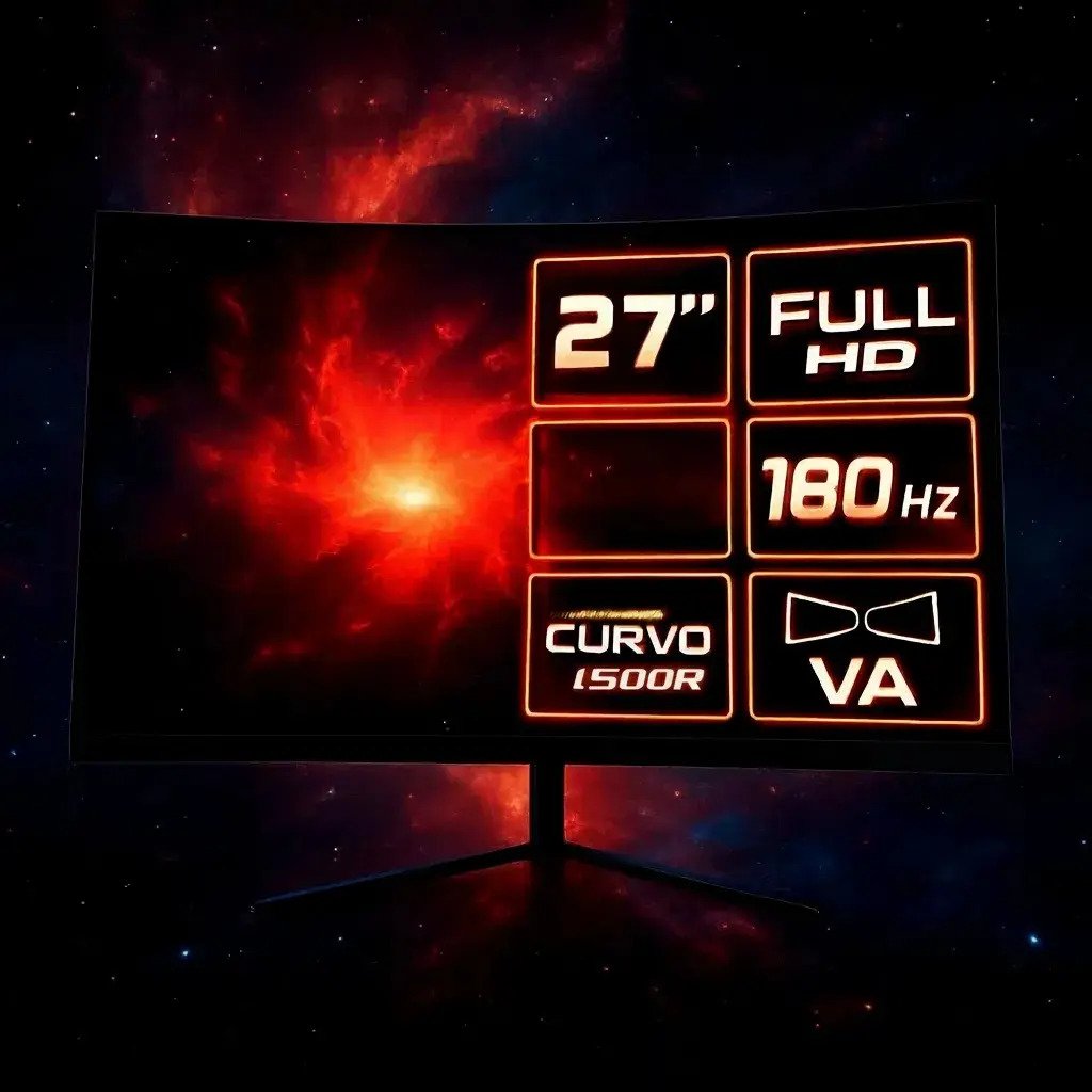Monitor Gamer Curvo 27 Fhd 180hz 1ms Hdmi Dp Pivot - Imagen 3