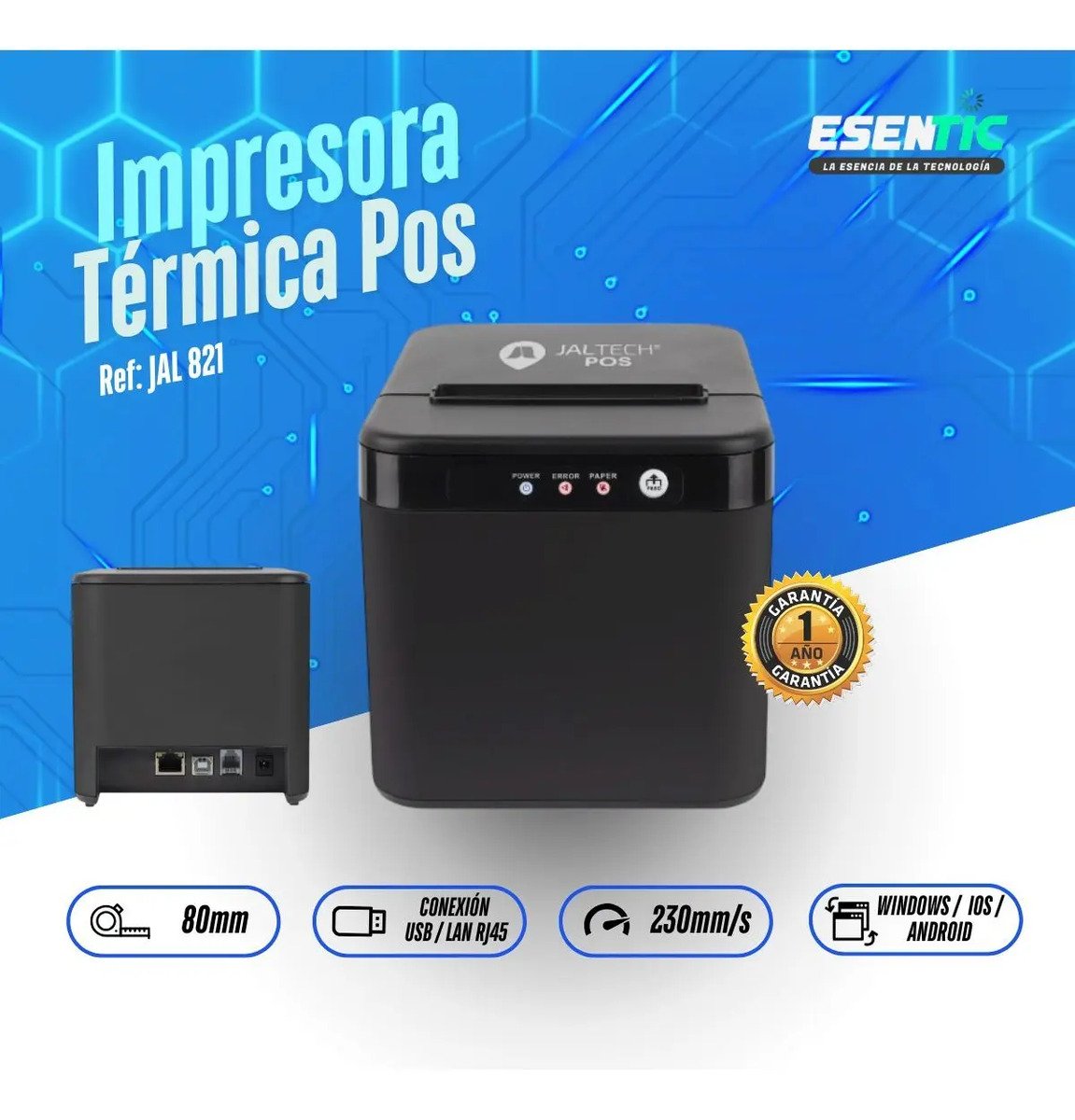 Impresora Térmica Pos 80mm Usb Lan Alta Velocidad Corte Aut - Imagen 4