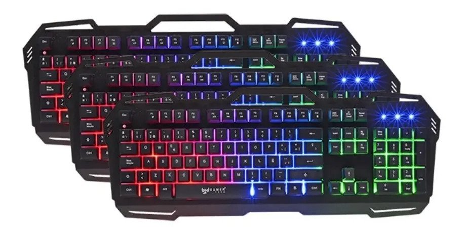 Teclado Gamer Tech Gt400t Membrana Tkl Retroiluminado Resistente Al Agua Negro Español Latinoamericano